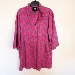 Brianna Cannon Pink Eyelet Lace Blouse Oversized L/XL Floral